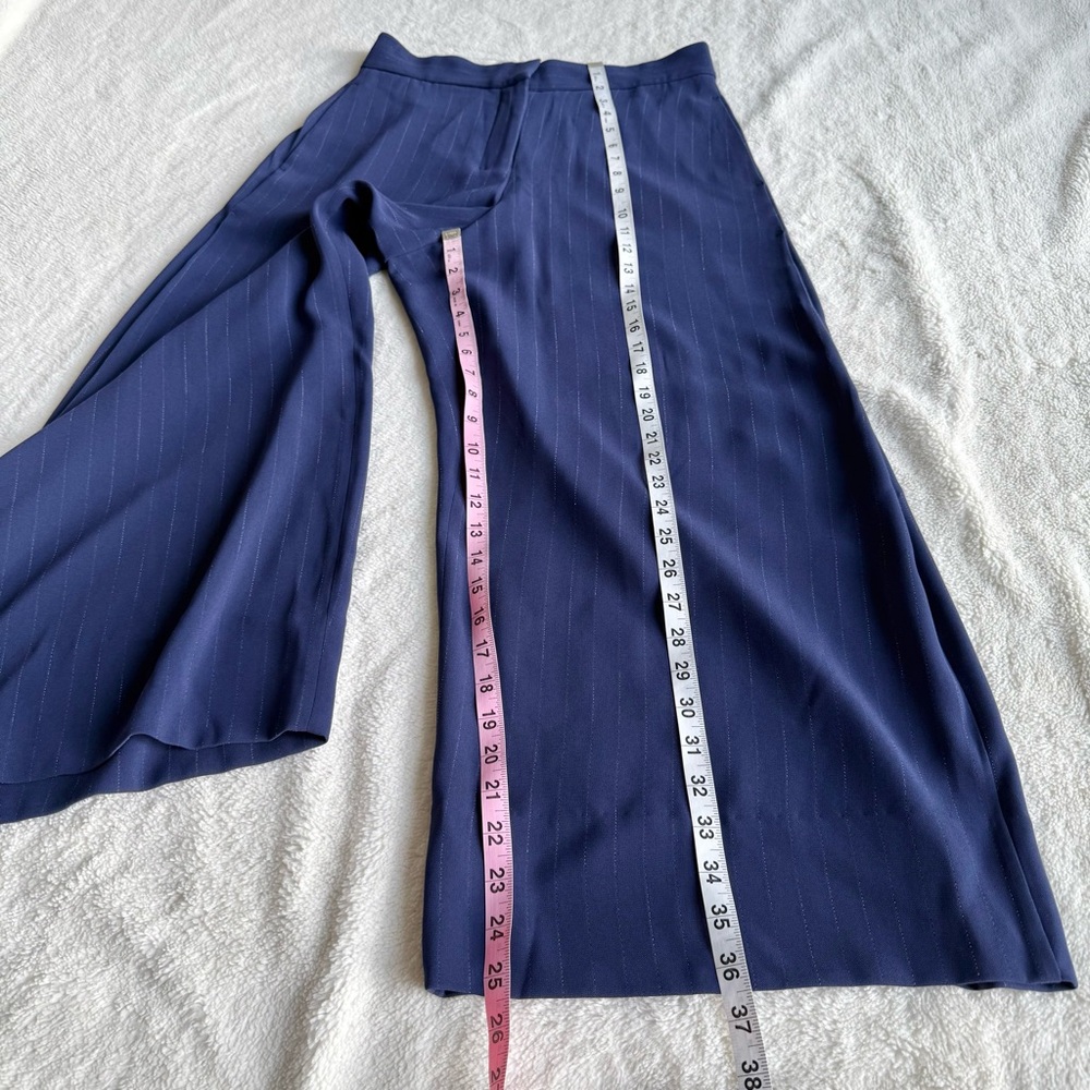 M.M. Lafleur The Zhou Culotte Navy Blue Striped Wide Leg Pants S (4) - Picture 4 of 12